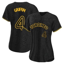 Alfredo Griffin Women's Toronto Blue Jays Black Authentic Snake Skin City Jersey