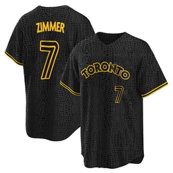 Bradley Zimmer Men's Toronto Blue Jays Black Replica Snake Skin City Jersey