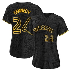 Buddy Kennedy Women's Toronto Blue Jays Black Replica Snake Skin City Jersey