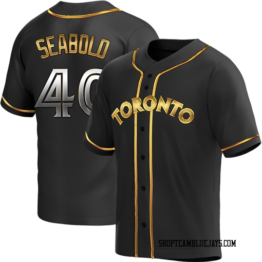 Connor Seabold Men's Toronto Blue Jays Black Golden Replica Alternate Jersey