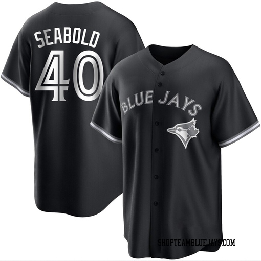 Connor Seabold Men's Toronto Blue Jays White Replica Black/ Jersey