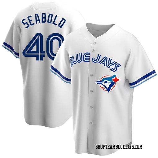 Connor Seabold Men's Toronto Blue Jays White Replica Home Cooperstown Collection Jersey