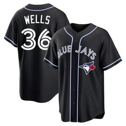 David Wells Men's Toronto Blue Jays Black Replica Fashion Out Jersey