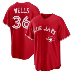 David Wells Men's Toronto Blue Jays Red Replica Canada Day Jersey