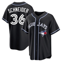 Davis Schneider Men's Toronto Blue Jays Black Replica Fashion Out Jersey
