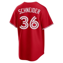 Davis Schneider Men's Toronto Blue Jays Red Replica Canada Day Jersey