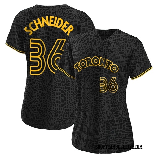 Davis Schneider Women's Toronto Blue Jays Black Authentic Snake Skin City Jersey