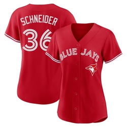 Davis Schneider Women's Toronto Blue Jays Red Replica Canada Day Jersey