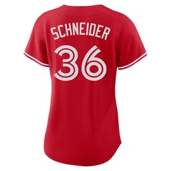 Davis Schneider Women's Toronto Blue Jays Red Replica Canada Day Jersey