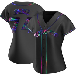 Eloy Jimenez Women's Toronto Blue Jays Black Holographic Replica Alternate Jersey