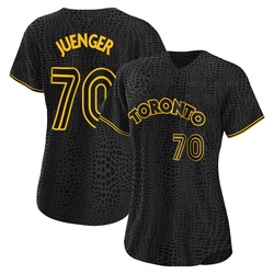 Hayden Juenger Women's Toronto Blue Jays Black Authentic Snake Skin City Jersey
