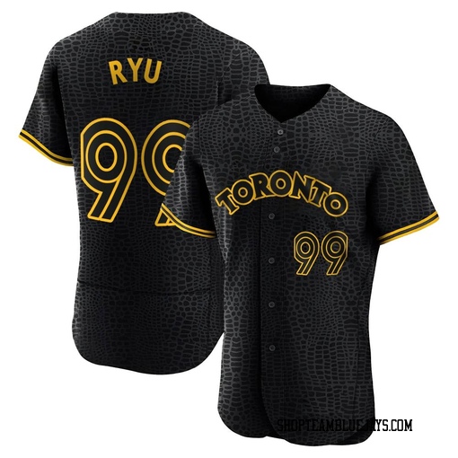Hyun Jin Ryu Men's Toronto Blue Jays Black Authentic Snake Skin City Jersey