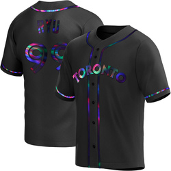 Hyun Jin Ryu Men's Toronto Blue Jays Black Holographic Replica Alternate Jersey