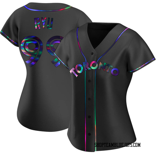Hyun Jin Ryu Women's Toronto Blue Jays Black Holographic Replica Alternate Jersey