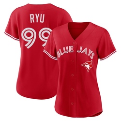 Hyun Jin Ryu Women's Toronto Blue Jays Red Replica Canada Day Jersey