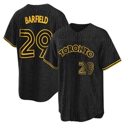 Jesse Barfield Men's Toronto Blue Jays Black Replica Snake Skin City Jersey