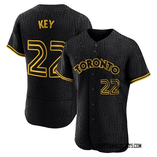 Jimmy Key Men's Toronto Blue Jays Black Authentic Snake Skin City Jersey
