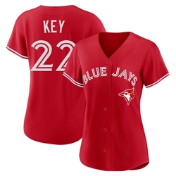 Jimmy Key Women's Toronto Blue Jays Red Replica Canada Day Jersey
