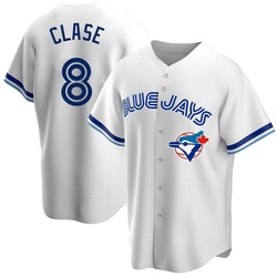 Jonatan Clase Men's Toronto Blue Jays White Replica Home Cooperstown Collection Jersey
