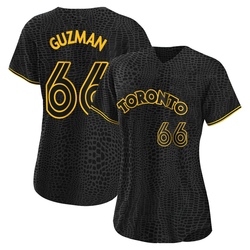 Juan Guzman Women's Toronto Blue Jays Black Replica Snake Skin City Jersey