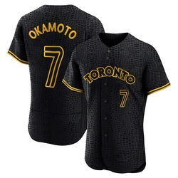 Kazuma Okamoto Men's Toronto Blue Jays Black Authentic Snake Skin City Jersey