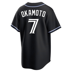 Kazuma Okamoto Men's Toronto Blue Jays Black Replica Fashion Out Jersey