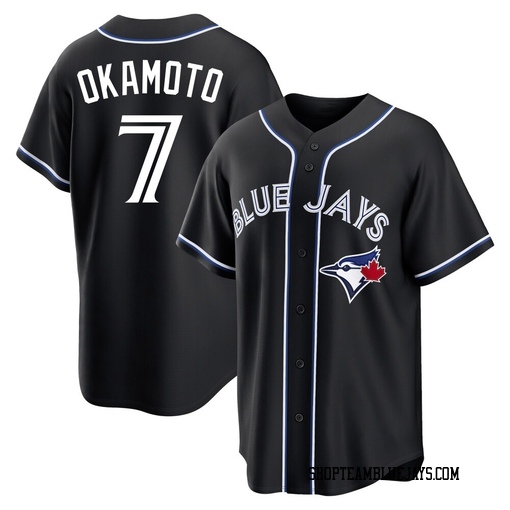 Kazuma Okamoto Men's Toronto Blue Jays Black Replica Fashion Out Jersey
