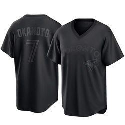 Kazuma Okamoto Men's Toronto Blue Jays Black Replica Pitch Fashion Jersey