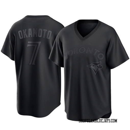 Kazuma Okamoto Men's Toronto Blue Jays Black Replica Pitch Fashion Jersey