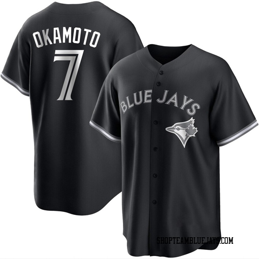 Kazuma Okamoto Men's Toronto Blue Jays White Replica Black/ Jersey