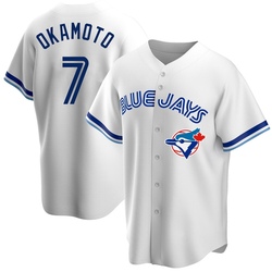 Kazuma Okamoto Men's Toronto Blue Jays White Replica Home Cooperstown Collection Jersey