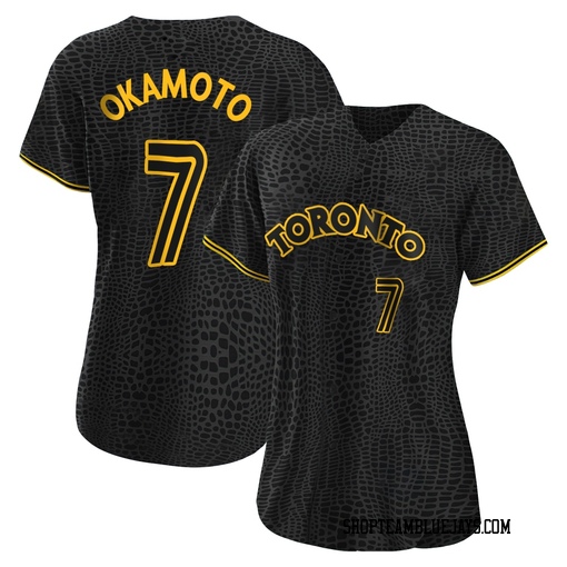 Kazuma Okamoto Women's Toronto Blue Jays Black Authentic Snake Skin City Jersey