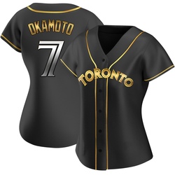 Kazuma Okamoto Women's Toronto Blue Jays Black Golden Replica Alternate Jersey