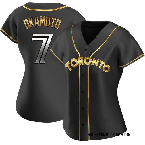 Kazuma Okamoto Women's Toronto Blue Jays Black Golden Replica Alternate Jersey
