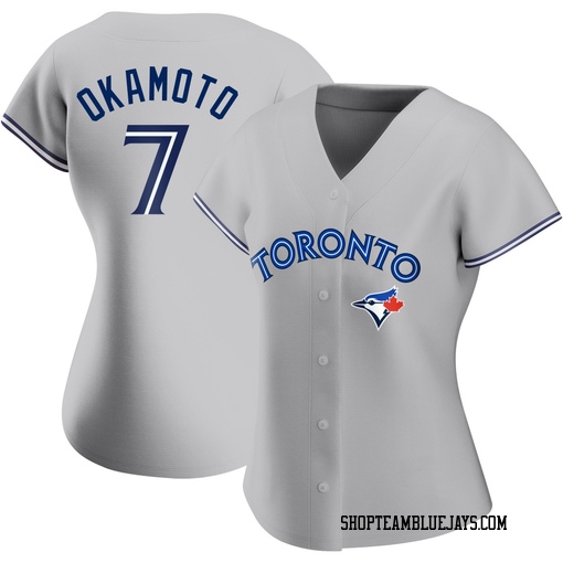 Kazuma Okamoto Women's Toronto Blue Jays Gray Replica Road Jersey