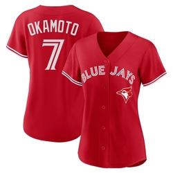 Kazuma Okamoto Women's Toronto Blue Jays Red Replica Canada Day Jersey
