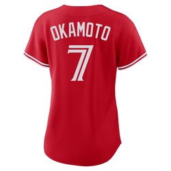 Kazuma Okamoto Women's Toronto Blue Jays Red Replica Canada Day Jersey