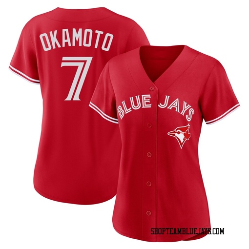 Kazuma Okamoto Women's Toronto Blue Jays Red Replica Canada Day Jersey