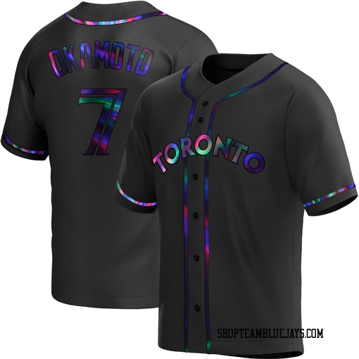 Kazuma Okamoto Youth Toronto Blue Jays Black Holographic Replica Alternate Jersey