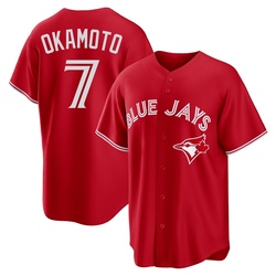Kazuma Okamoto Youth Toronto Blue Jays Red Replica Canada Day Jersey