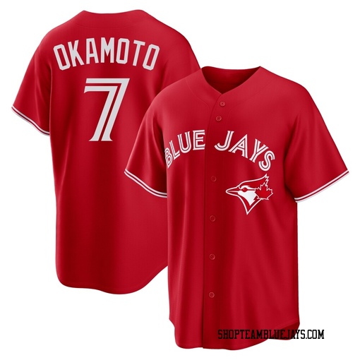 Kazuma Okamoto Youth Toronto Blue Jays Red Replica Canada Day Jersey