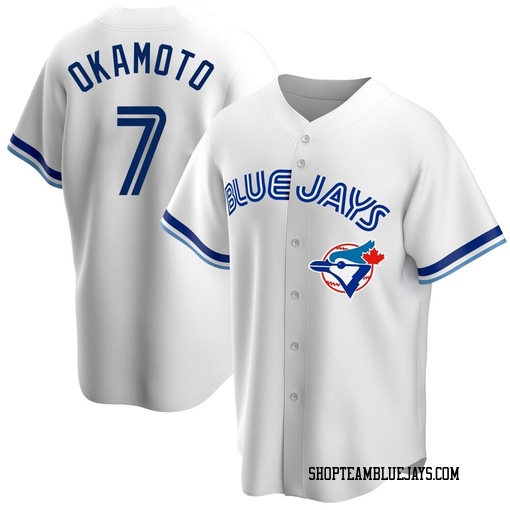 Kazuma Okamoto Youth Toronto Blue Jays White Replica Home Cooperstown Collection Jersey