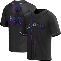 Lenyn Sosa Men's Toronto Blue Jays Black Holographic Replica Alternate Jersey
