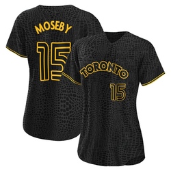 Lloyd Moseby Women's Toronto Blue Jays Black Replica Snake Skin City Jersey