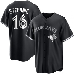 Michael Stefanic Men's Toronto Blue Jays White Replica Black/ Jersey