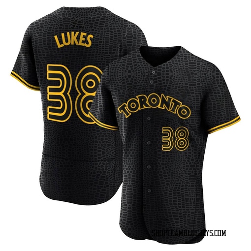Nathan Lukes Men's Toronto Blue Jays Black Authentic Snake Skin City Jersey