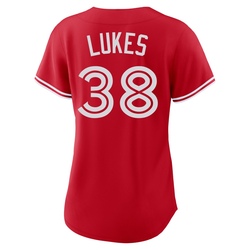 Nathan Lukes Women's Toronto Blue Jays Red Replica Canada Day Jersey