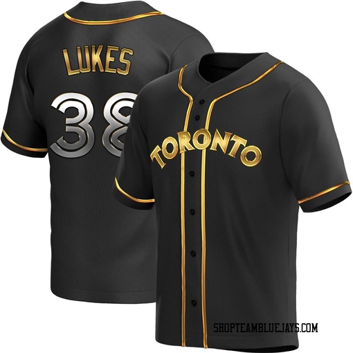 Nathan Lukes Youth Toronto Blue Jays Black Golden Replica Alternate Jersey