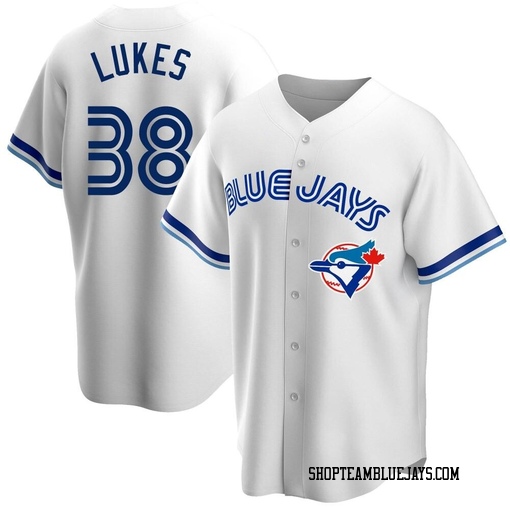 Nathan Lukes Youth Toronto Blue Jays White Replica Home Cooperstown Collection Jersey