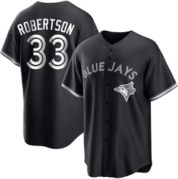 Nick Robertson Men's Toronto Blue Jays White Replica Black/ Jersey